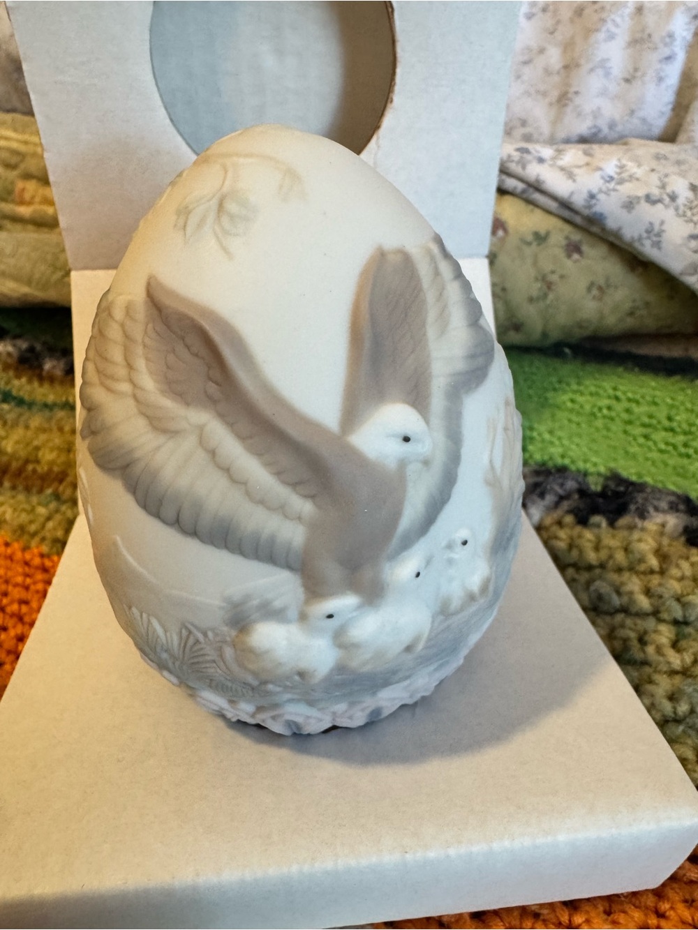 Lladro White Ceramic Eagle Egg Figurine, New in Box
